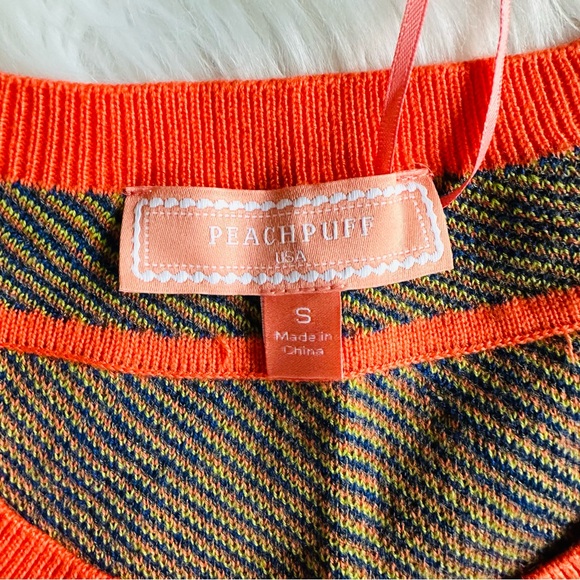 NWT Peachpuff USA Orange Multi Color Geo Retro Sweater Dress, S - Picture 4 of 7